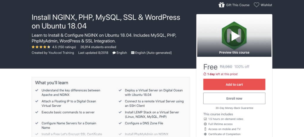 Install NGINX, PHP, MySQL, SSL & WordPress on Ubuntu
