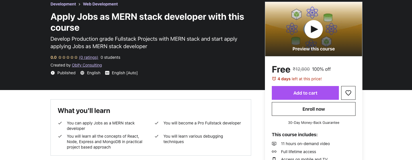 Apply Jobs as MERN stack developer with this course 