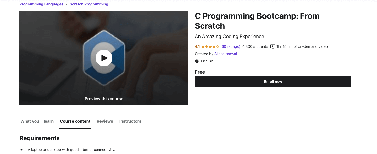 C Programming Bootcamp: From Scratch