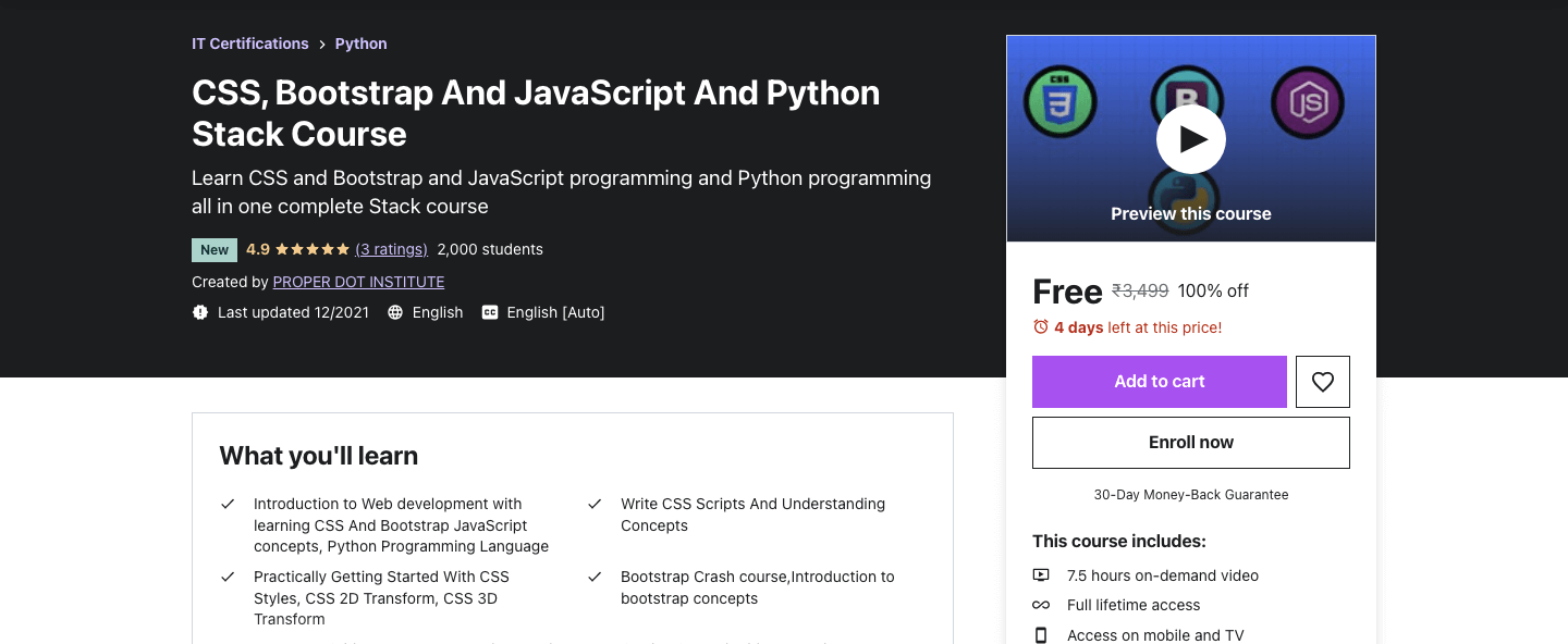 CSS, Bootstrap And JavaScript And Python Stack Course 