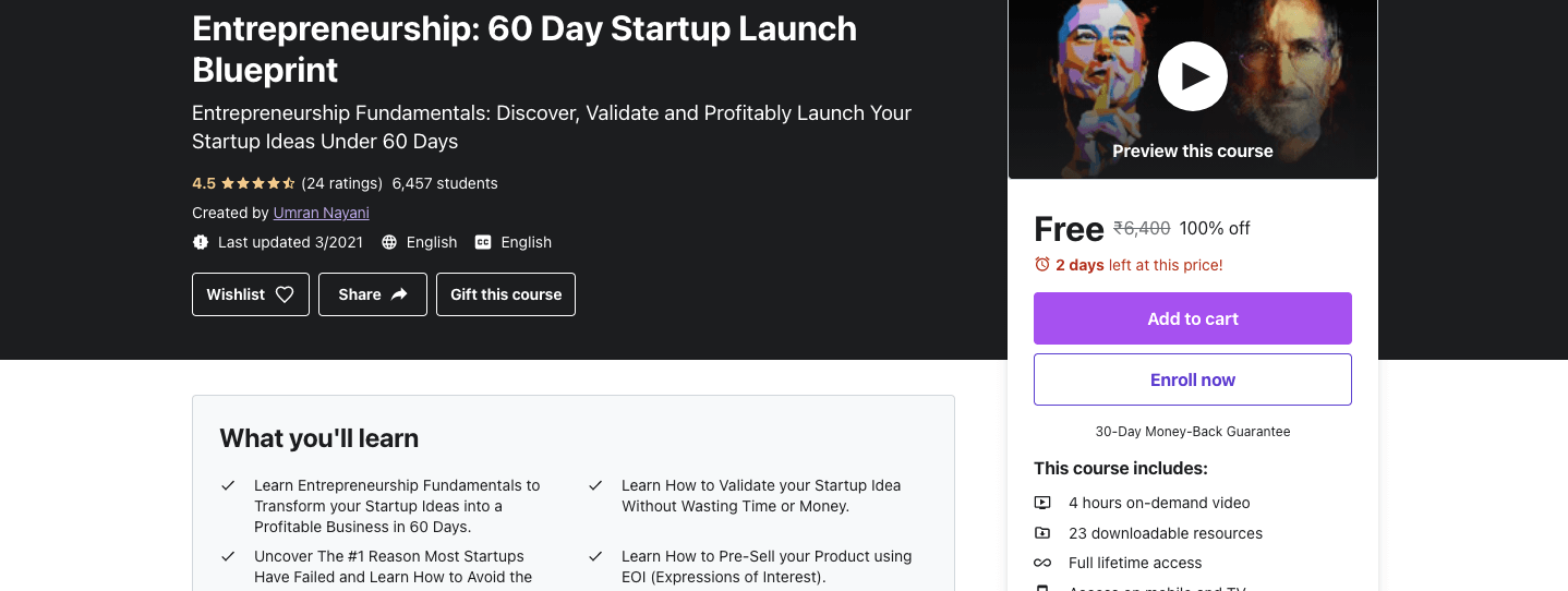Entrepreneurship: 60 Day Startup Launch Blueprint