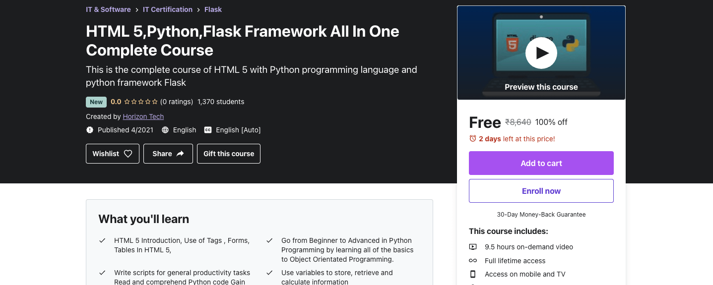 HTML 5,Python,Flask Framework All In One Complete Course