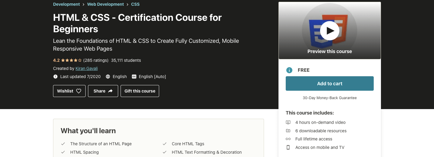 HTML & CSS - Certification Course for Beginners