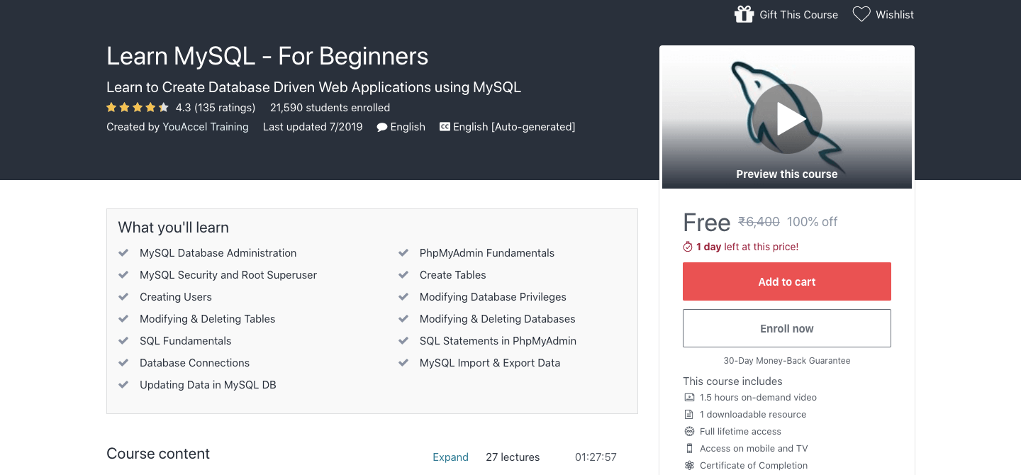 Learn MySQL - For Beginners