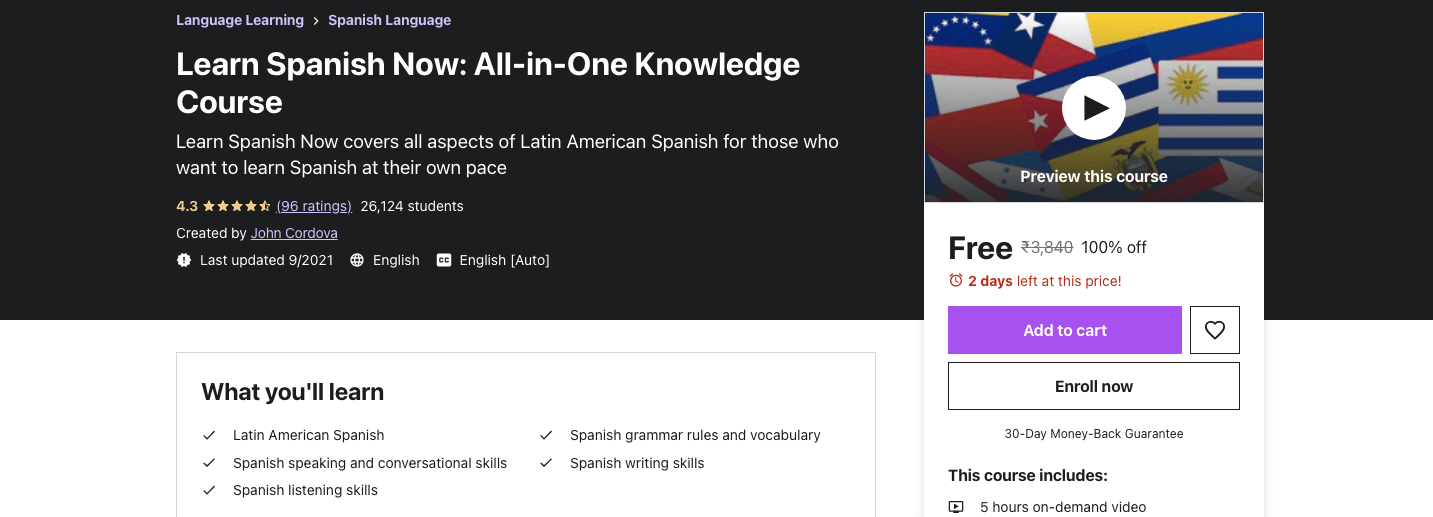 Learn Spanish Now: All-in-One Knowledge Course