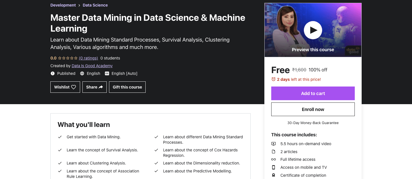 Master Data Mining in Data Science & Machine Learning