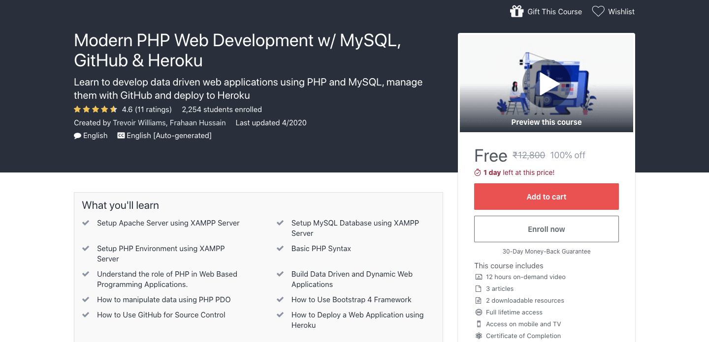 Modern PHP Web Development w/ MySQL, GitHub & Heroku