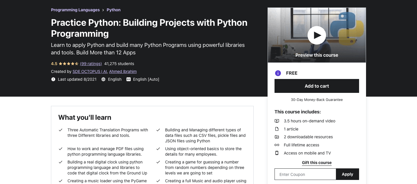Practice Python: Building Projects with Python Programming 