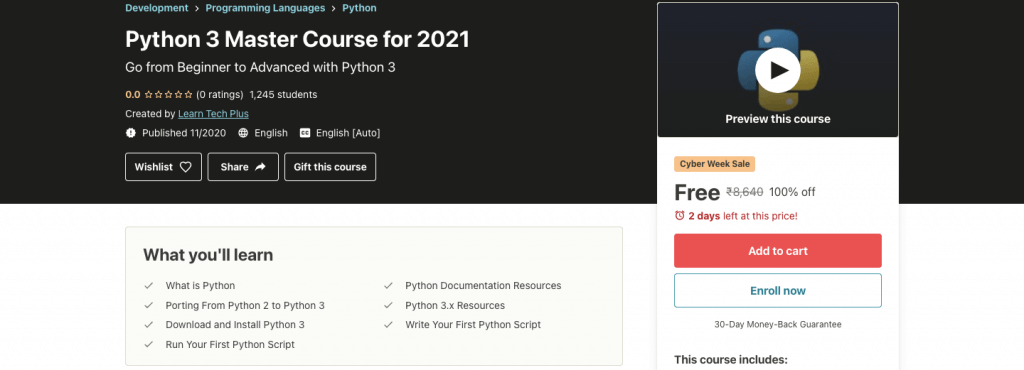 Python 3 Master Course for 2022