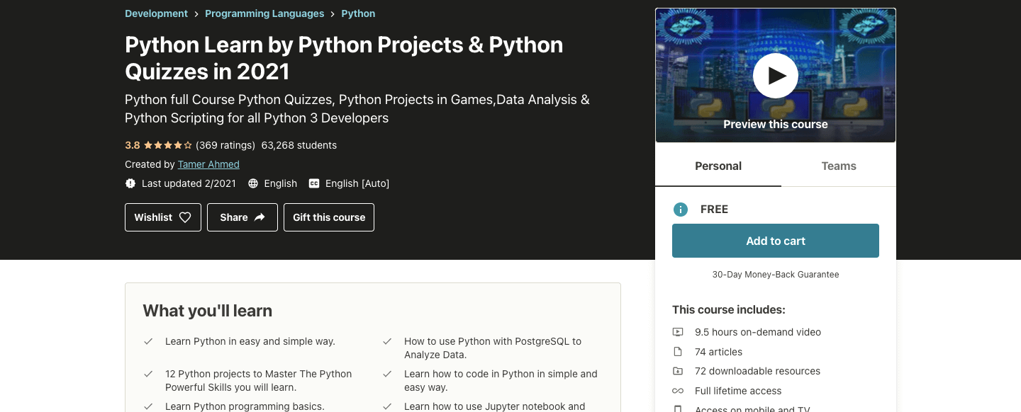 Python Learn by Python Projects & Python Quizzes in 2022