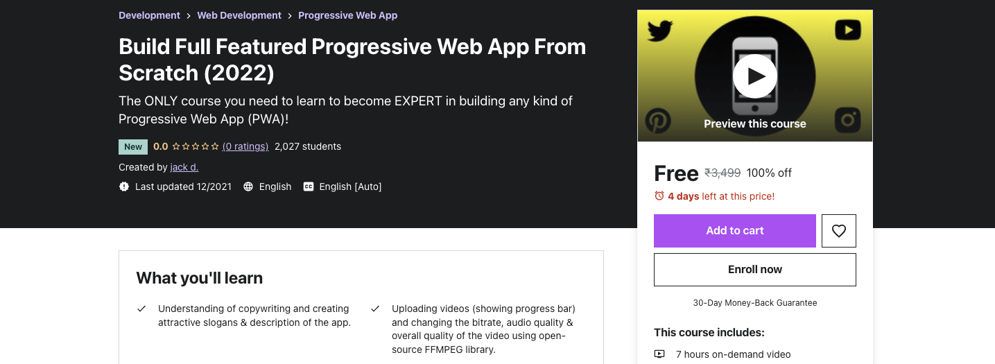 Build Full Featured Progressive Web App From Scratch (2022)