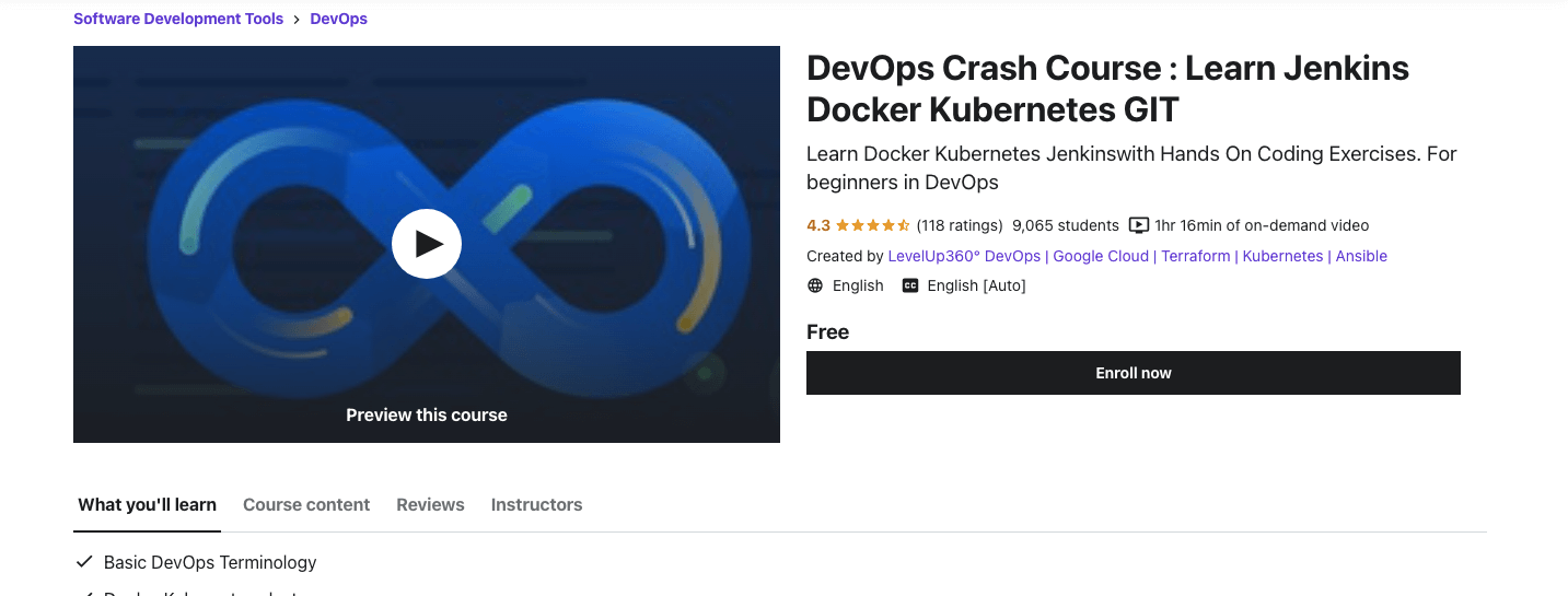 DevOps Crash Course : Learn Jenkins Docker Kubernetes GIT