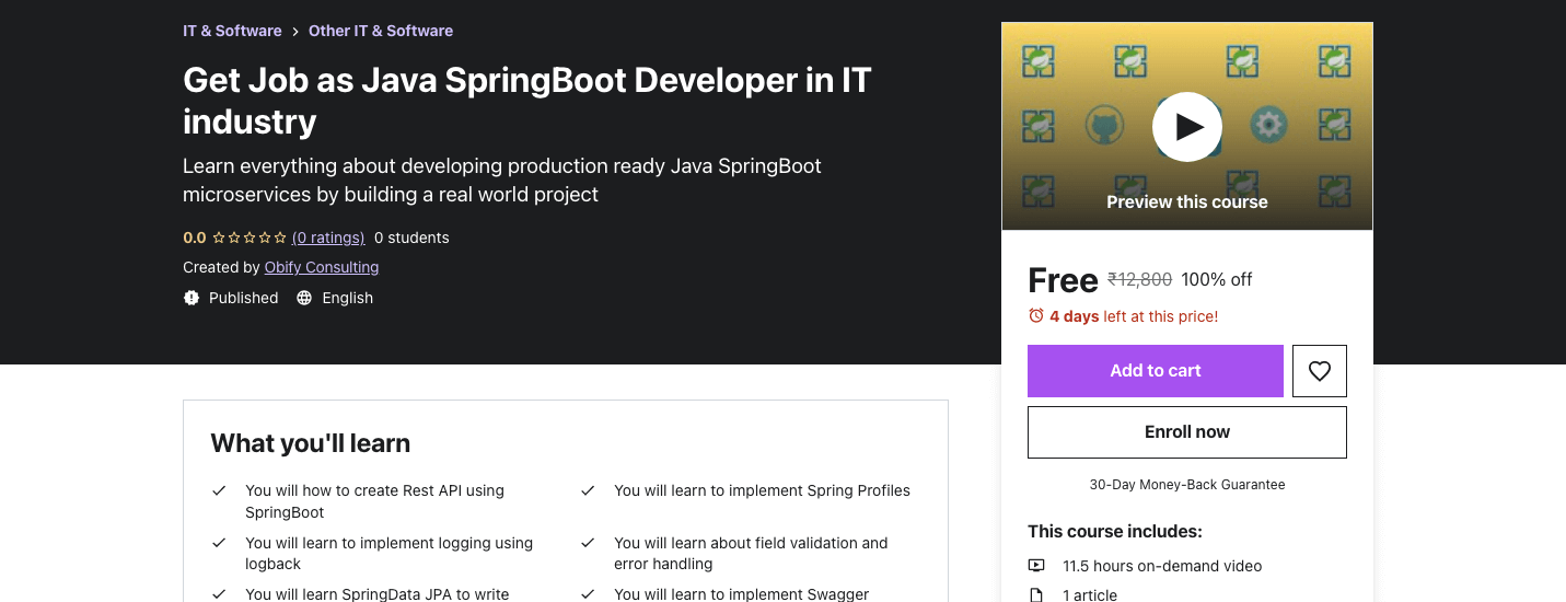 Get Job as Java SpringBoot Developer in IT industry