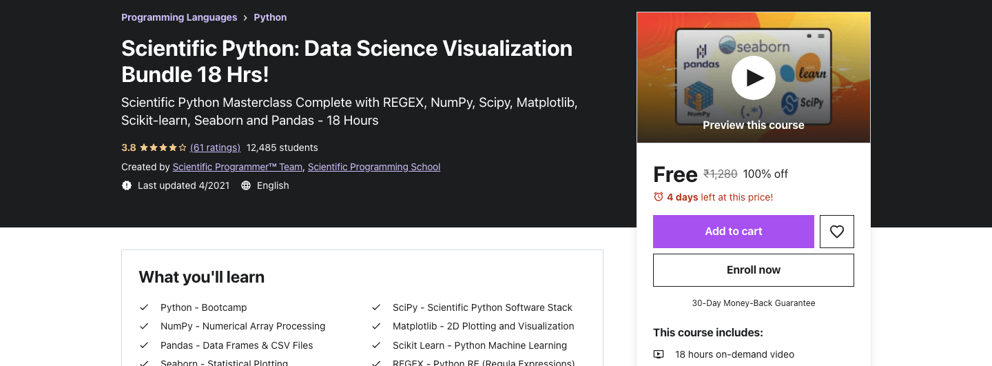 Scientific Python: Data Science Visualization Bundle 18 Hrs!