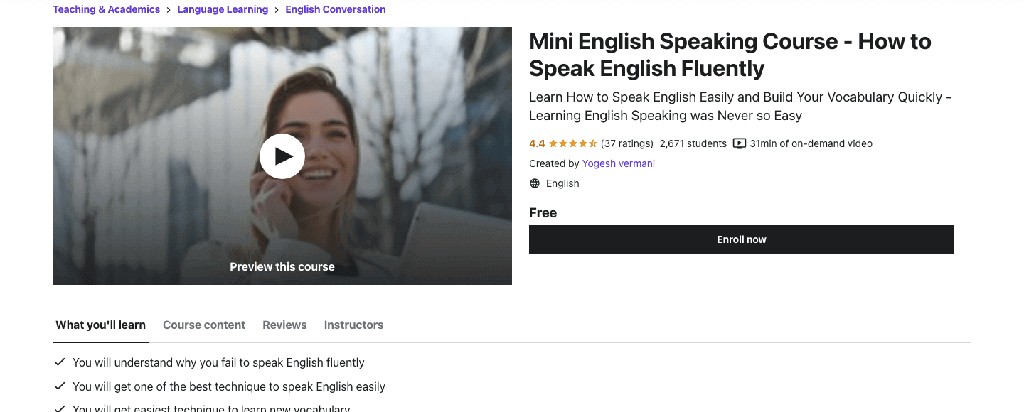 Mini English Speaking Course - How to Speak English Fluently
