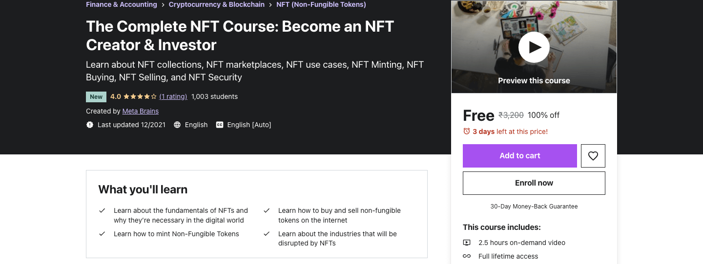 The Complete NFT Course: Become an NFT Creator & Investor