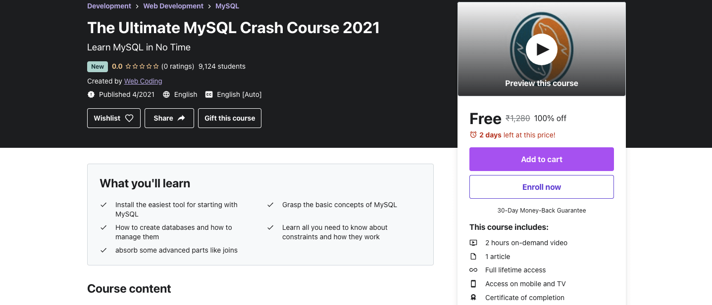 The Ultimate MySQL Crash Course 2022 