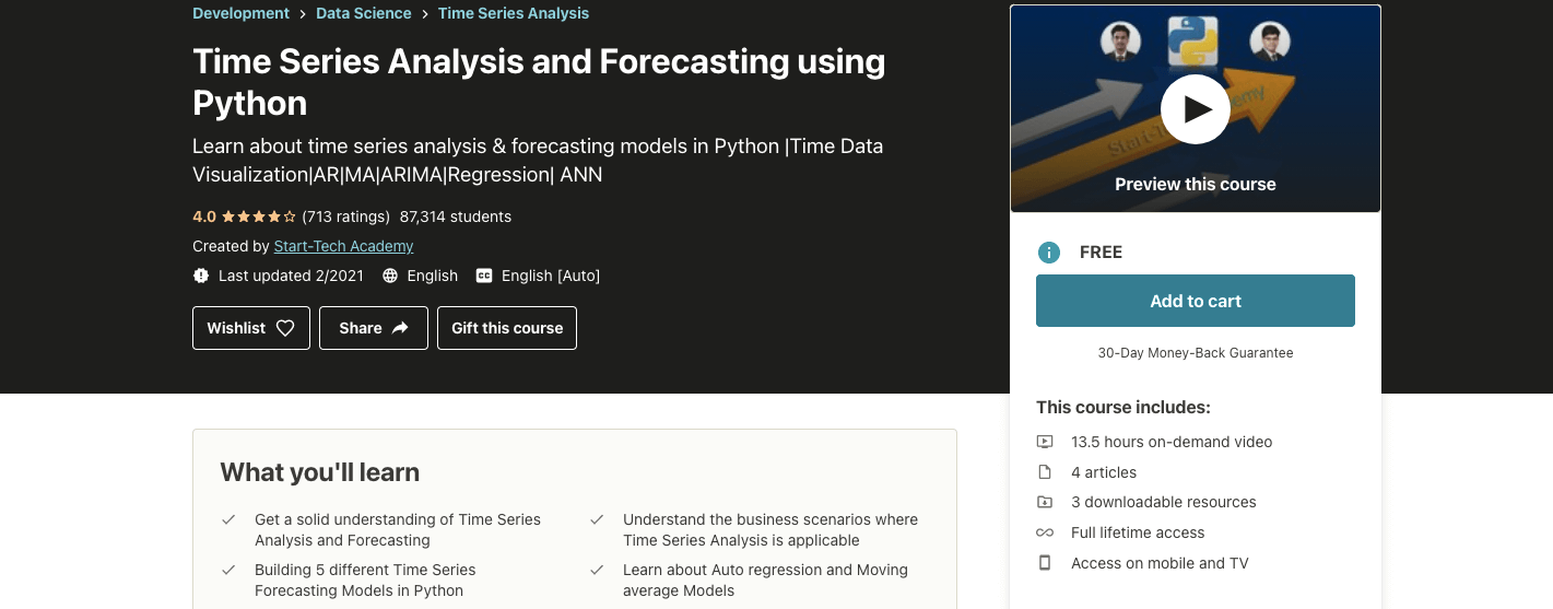 Time Series Analysis and Forecasting using Python
