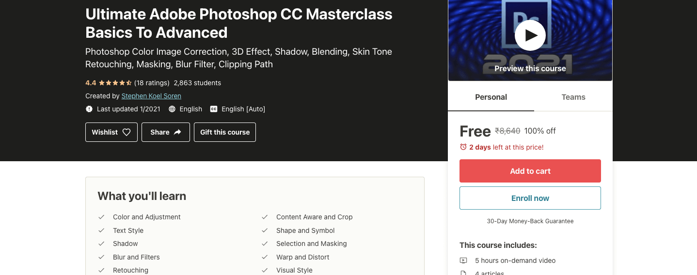 Ultimate Adobe Photoshop CC Masterclass Basics To Advanced