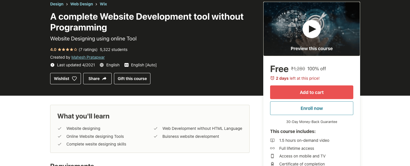 A complete Website Development tool without Programming