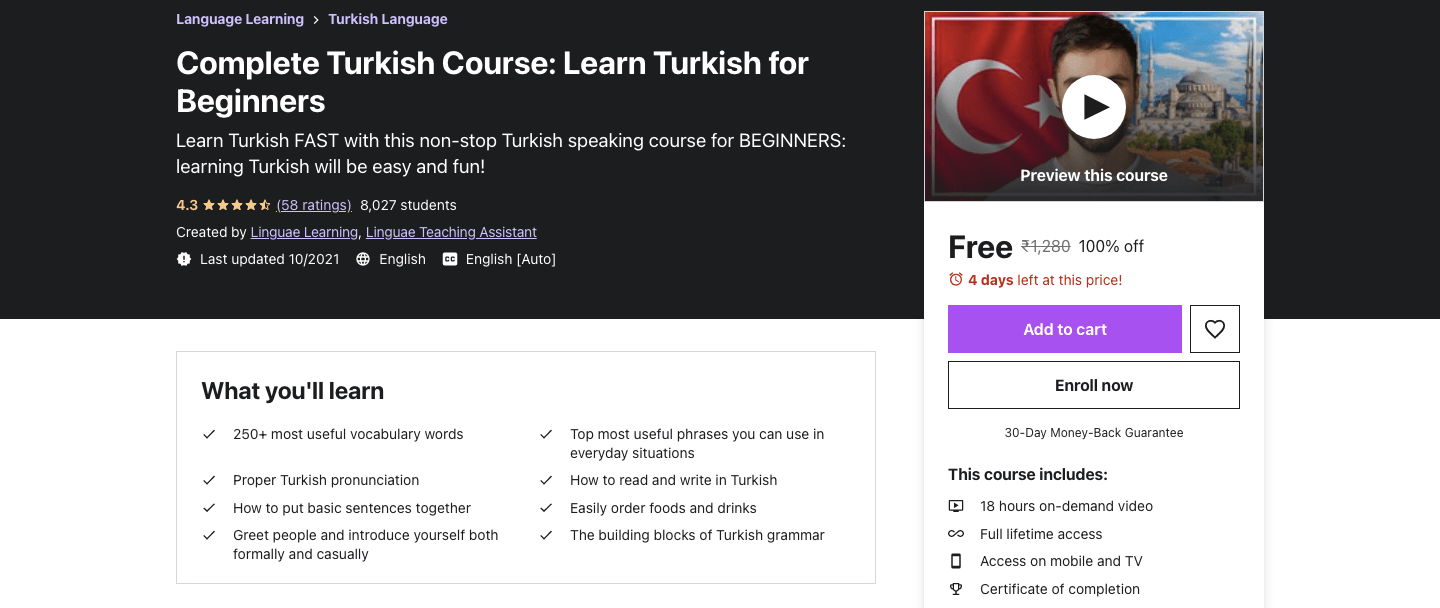 Complete Turkish Course: Learn Turkish for Beginners