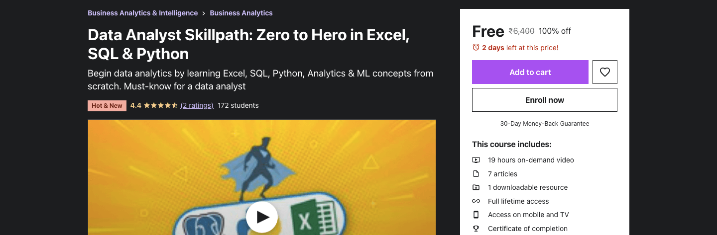 Data Analyst Skillpath: Zero to Hero in Excel, SQL & Python