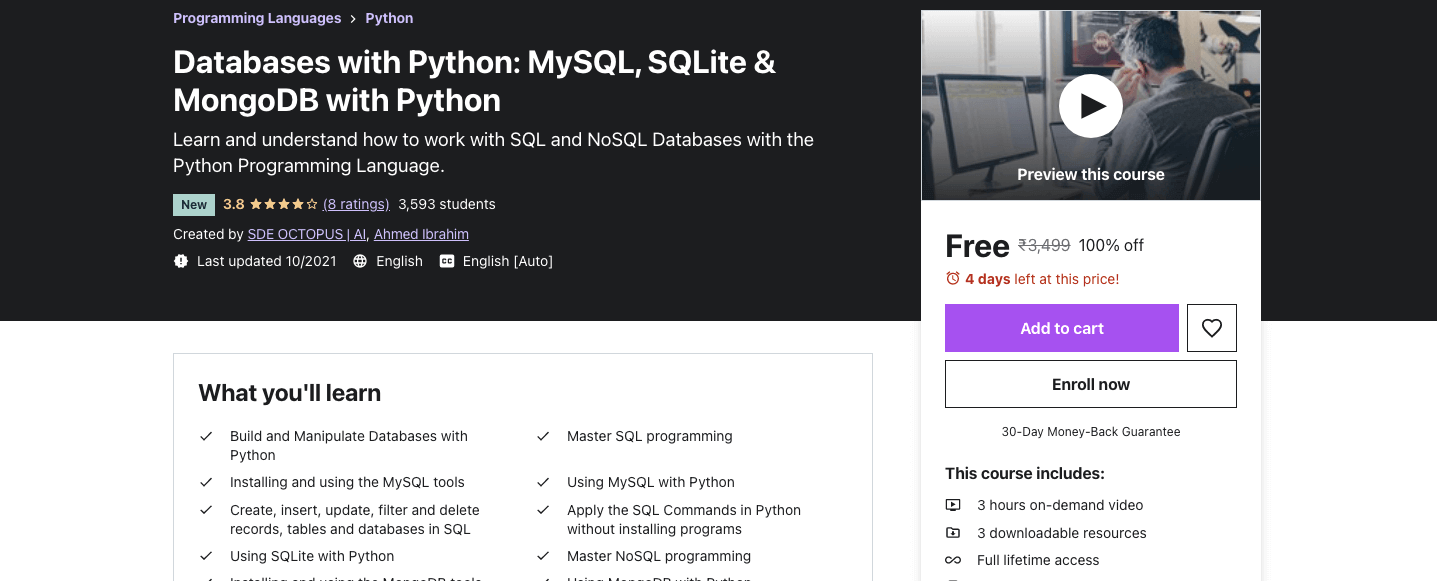 Databases with Python: MySQL, SQLite & MongoDB with Python