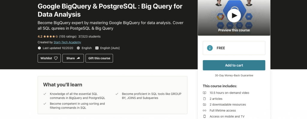 Google BigQuery & PostgreSQL : Big Query for Data Analysis
