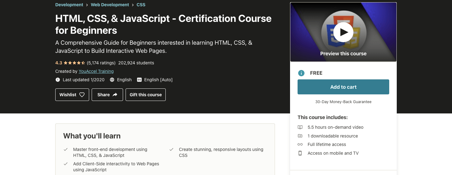 HTML, CSS, & JavaScript - Certification Course for Beginners