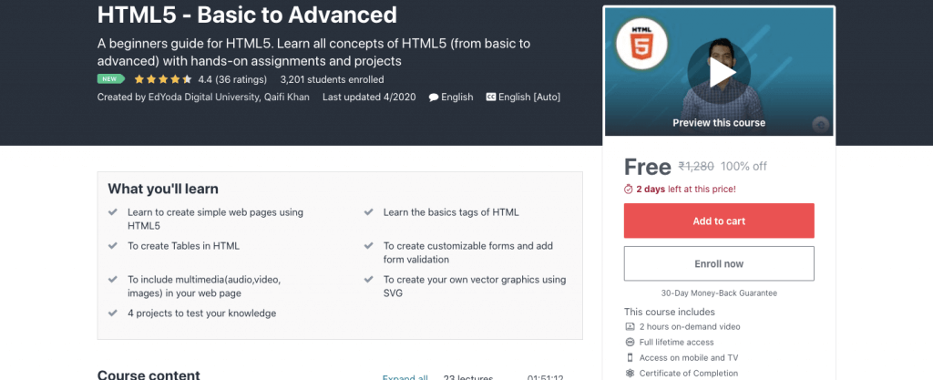 HTML5 - From Basics to Advanced level (2021)