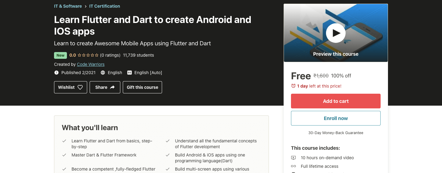 Learn Flutter and Dart to create Android and IOS apps