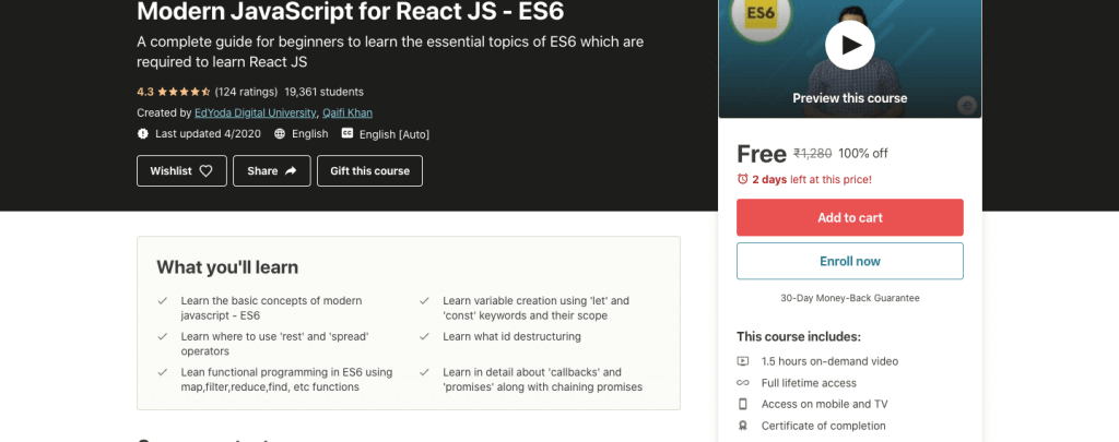Modern JavaScript for React JS - ES6.