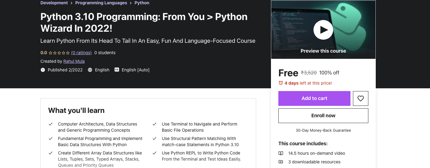 Python 3.10 Programming: From You > Python Wizard In 2022!