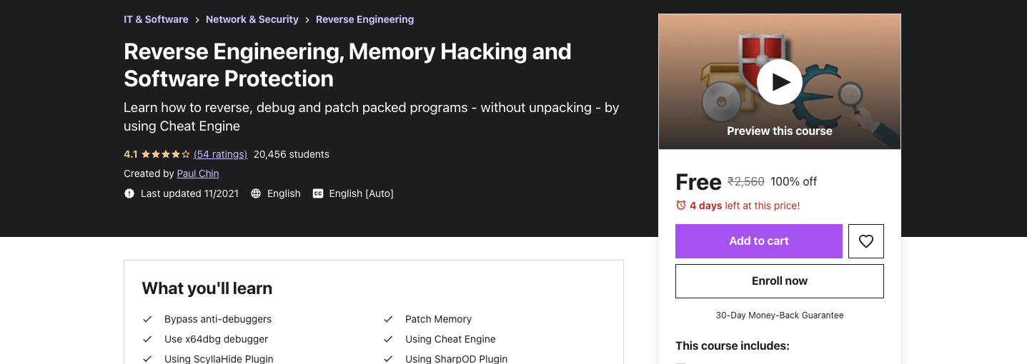 Reverse Engineering, Memory Hacking and Software Protection