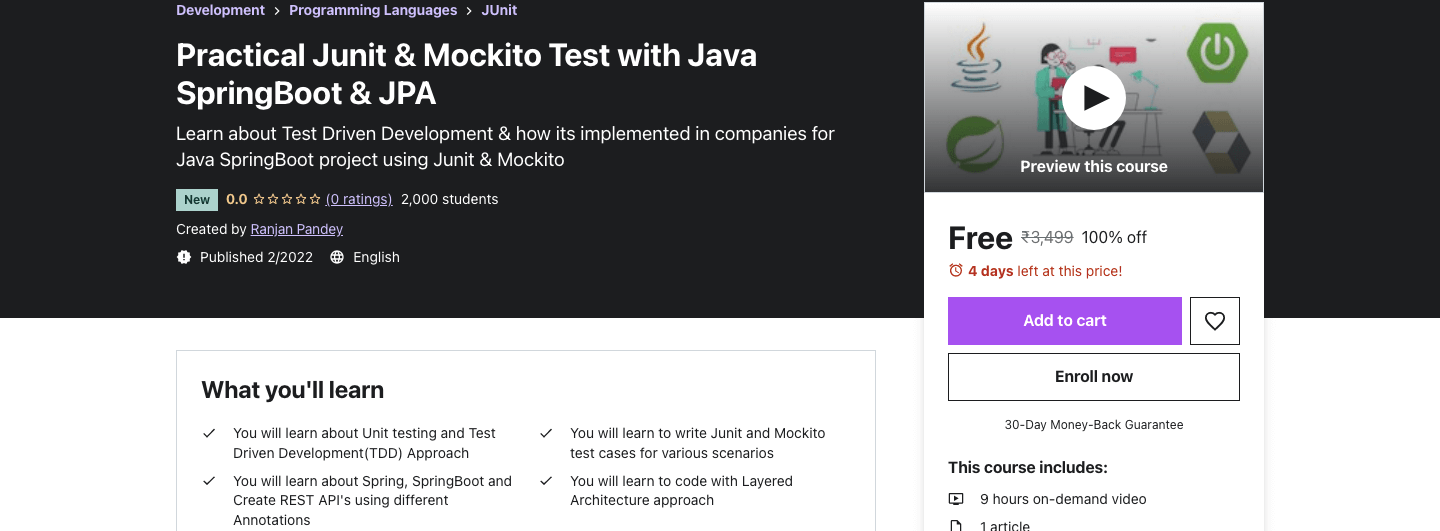 Practical Junit & Mockito Test with Java SpringBoot & JPA