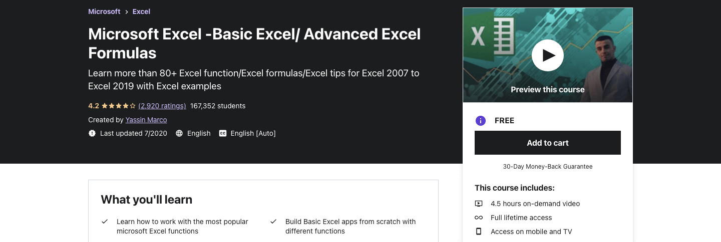 Microsoft Excel -Basic Excel/ Advanced Excel Formulas