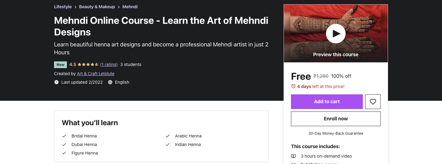 Mehndi Online Course - Learn the Art of Mehndi Designs