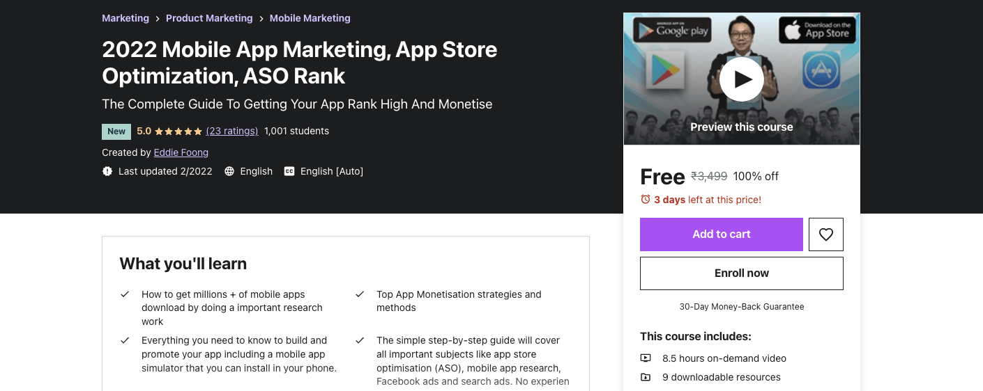 2022 Mobile App Marketing, App Store Optimization, ASO Rank