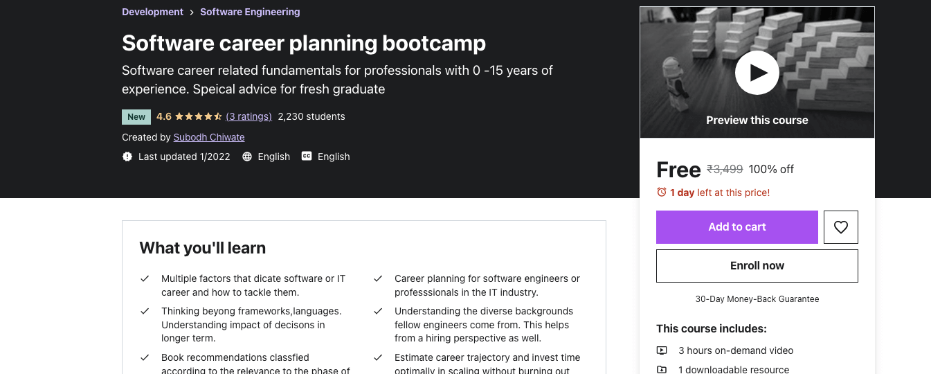 Software career planning bootcamp