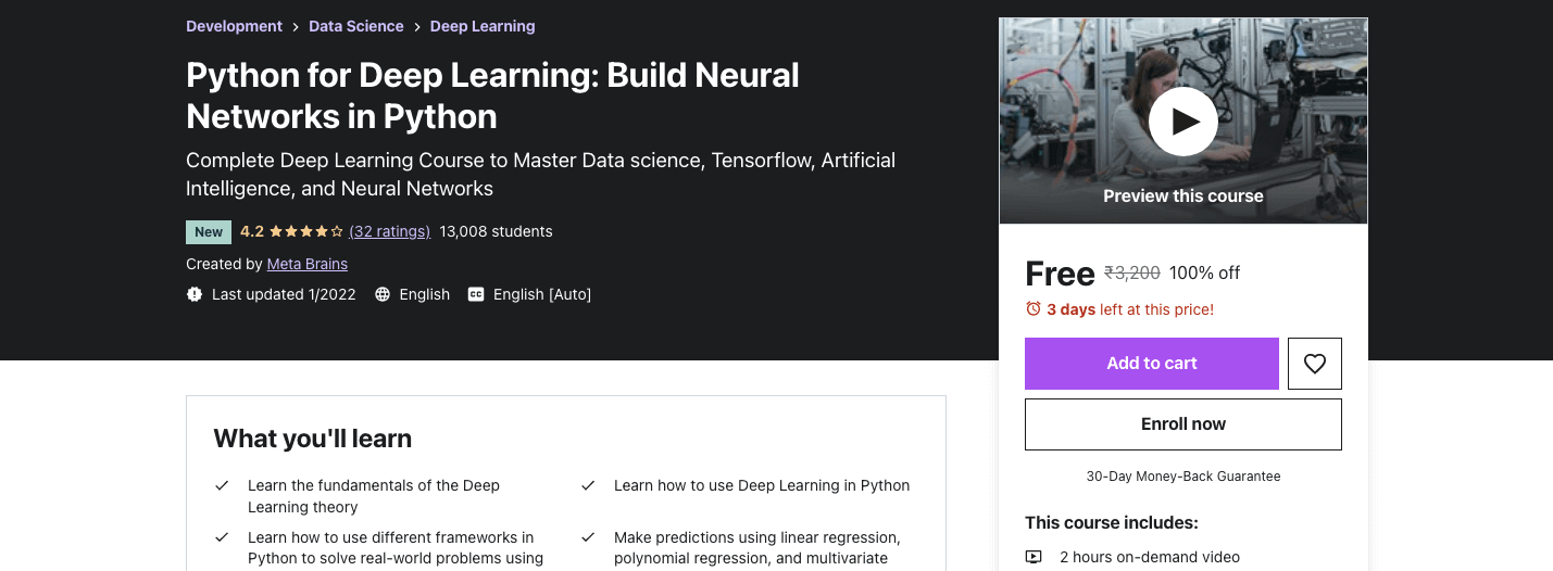 Python for Deep Learning: Build Neural Networks in Python