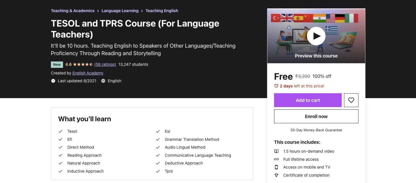 TESOL and TPRS Course (For Language Teachers)