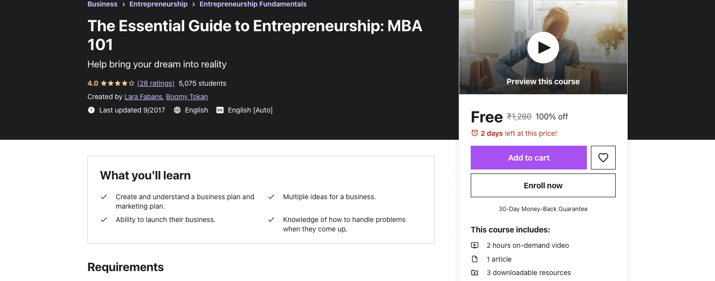 The Essential Guide to Entrepreneurship: MBA 101