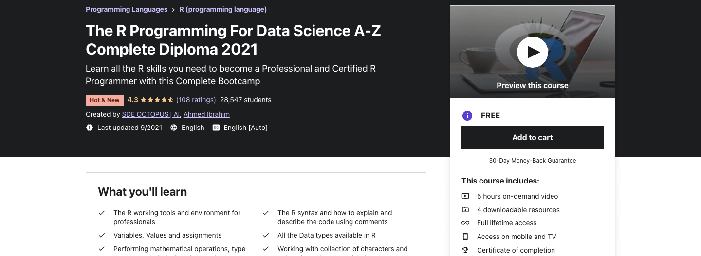 The R Programming For Data Science A-Z Complete Diploma 2022