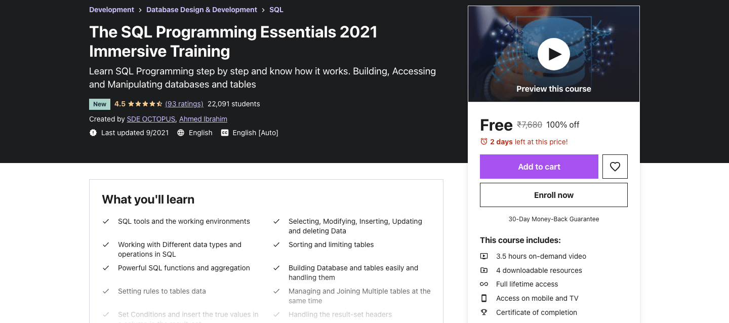 The SQL Programming Essentials 2022 Immersive Training