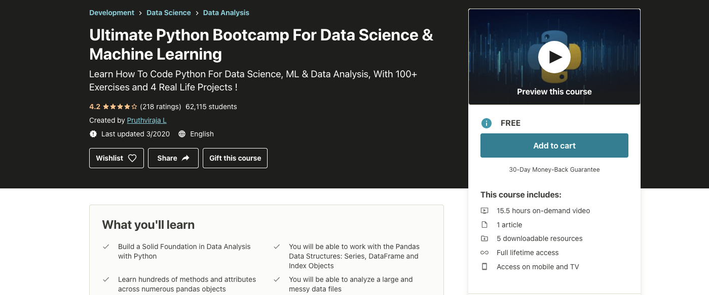 Ultimate Python Bootcamp For Data Science & Machine Learning