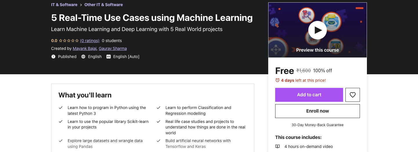 5 Real-Time Use Cases using Machine Learning