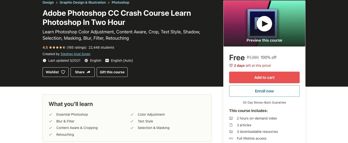 Adobe Photoshop CC Crash Course Learn Photoshop In Two Hour