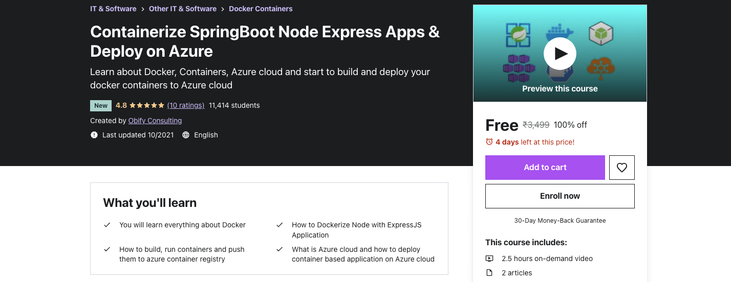 Containerize SpringBoot Node Express Apps & Deploy on Azure