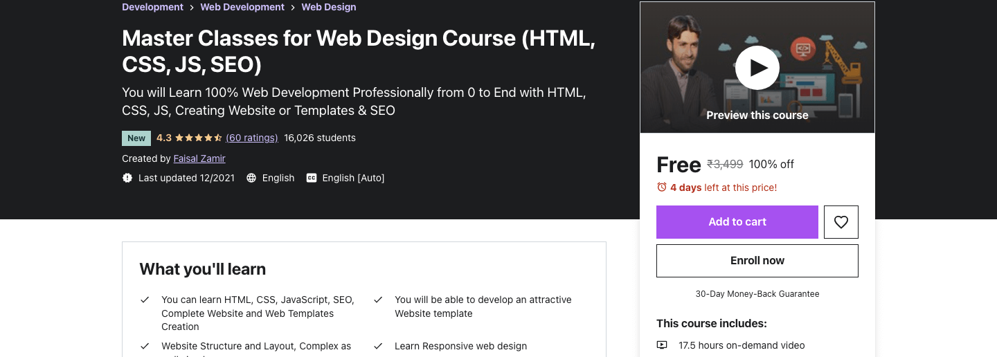 Master Classes for Web Design Course (HTML, CSS, JS, SEO)