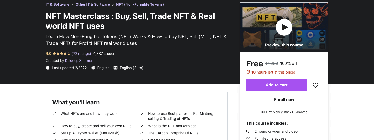 NFT Masterclass : Buy, Sell, Trade NFT & Real world NFT uses